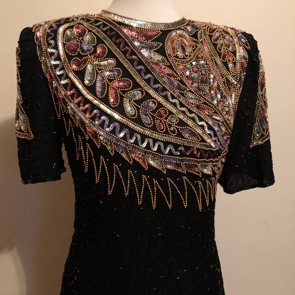 Laurence Kazar Dresses & Skirts - Vintage Beaded Laurence Kazar Large Silk Dress